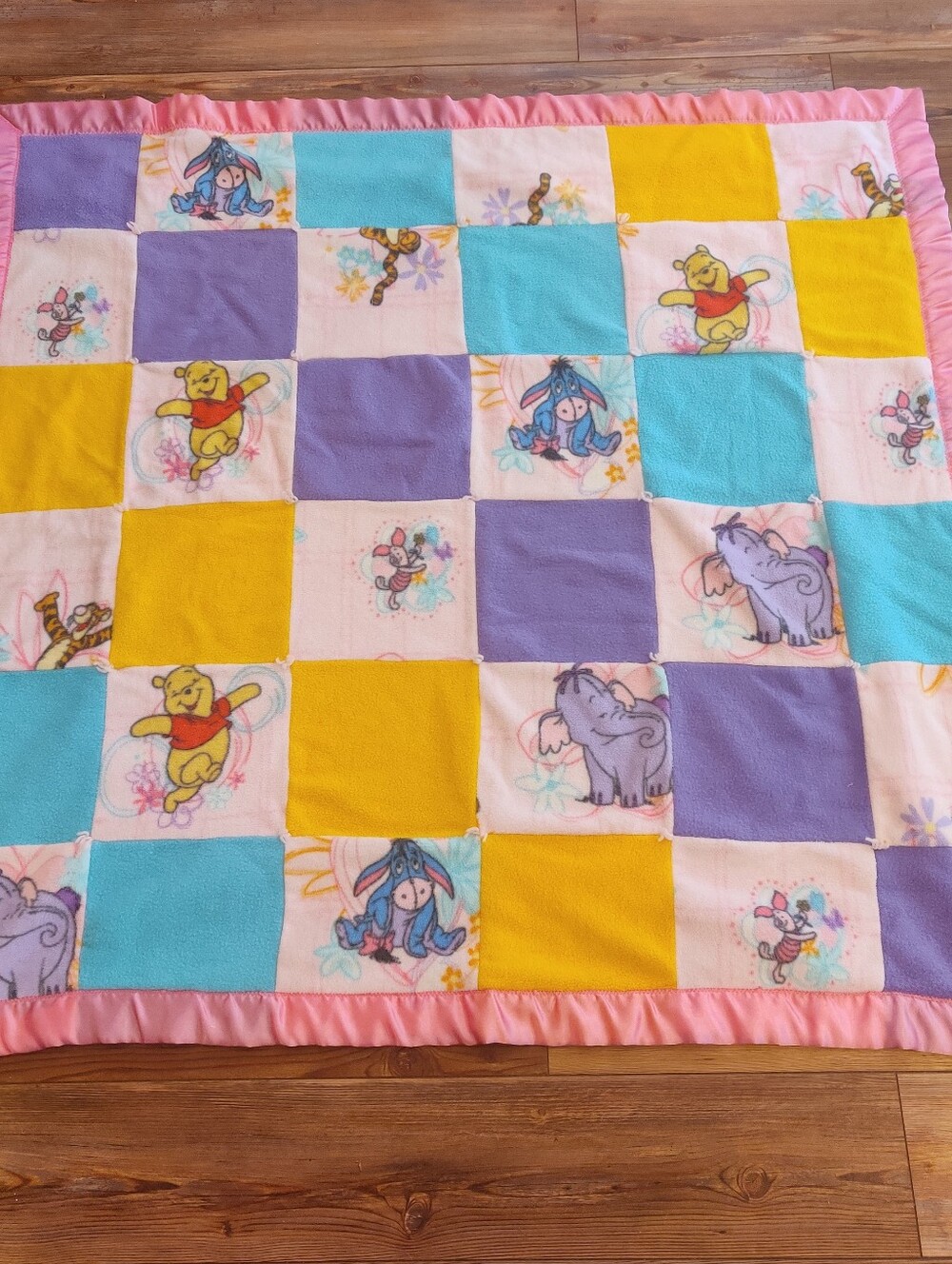 Winnie The Pooh Baby Girl Pink Quilt Blanket Handmade Heffalump 45 X 44 Eeyore